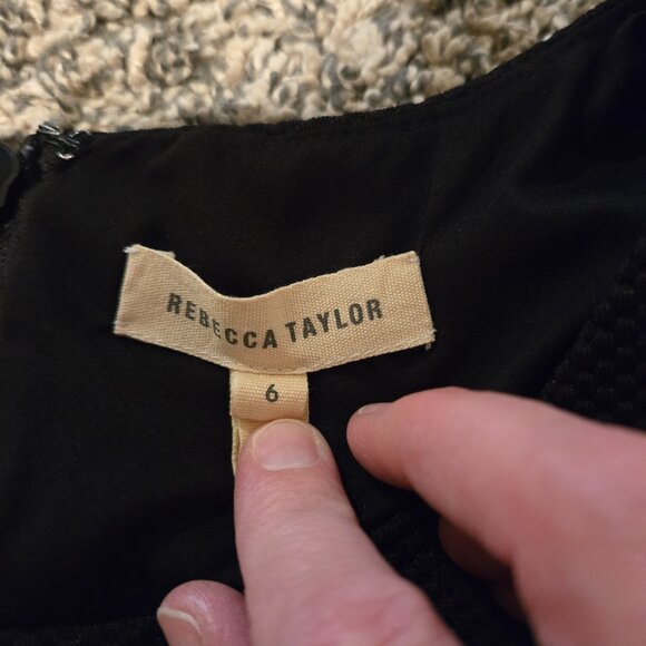 Rebecca Taylor Stacy Contrast Skirt Dress Black 6 - Picture 2 of 6